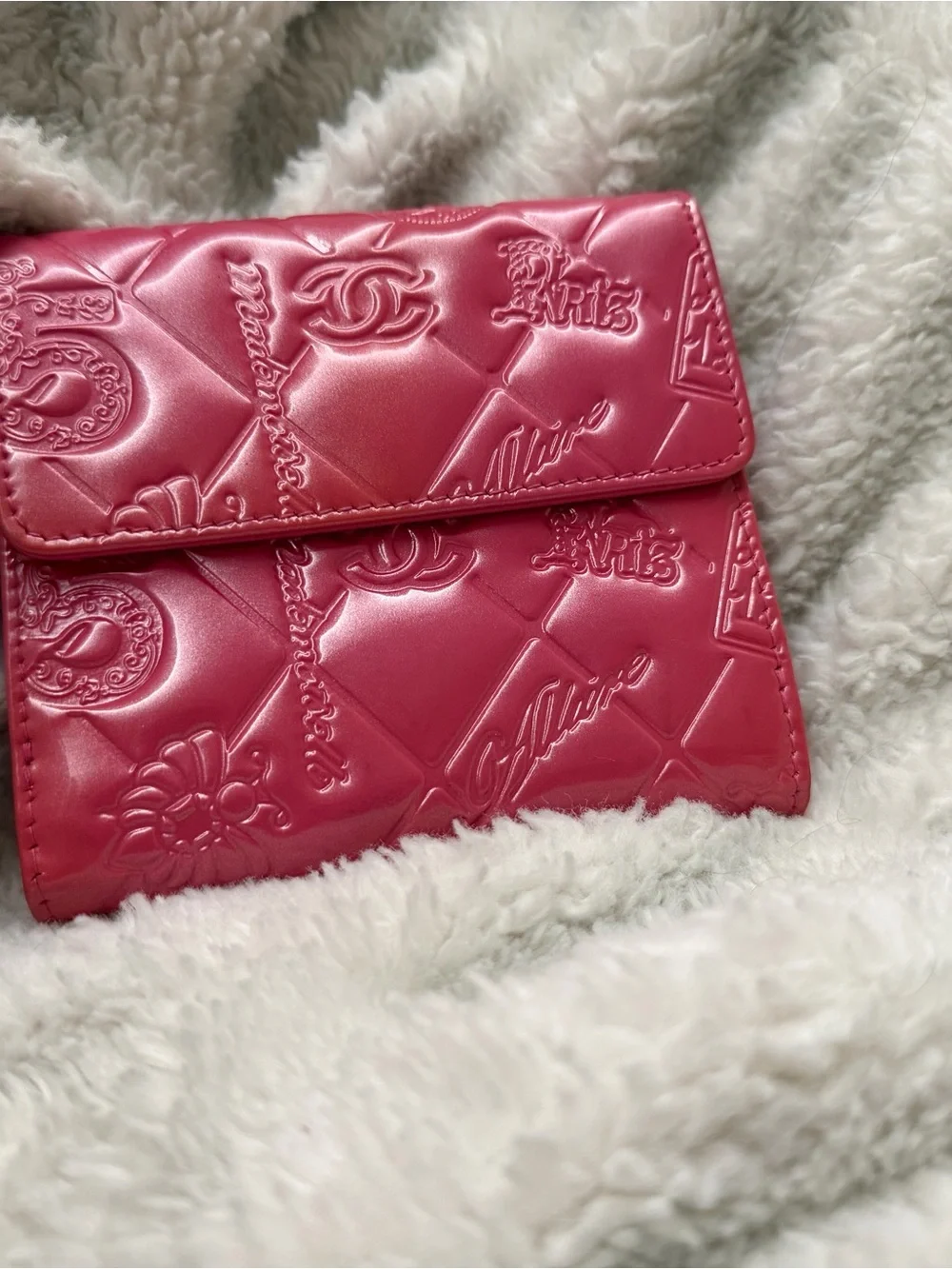 CHANEL Hot Pink Embossed Quilted Wallet